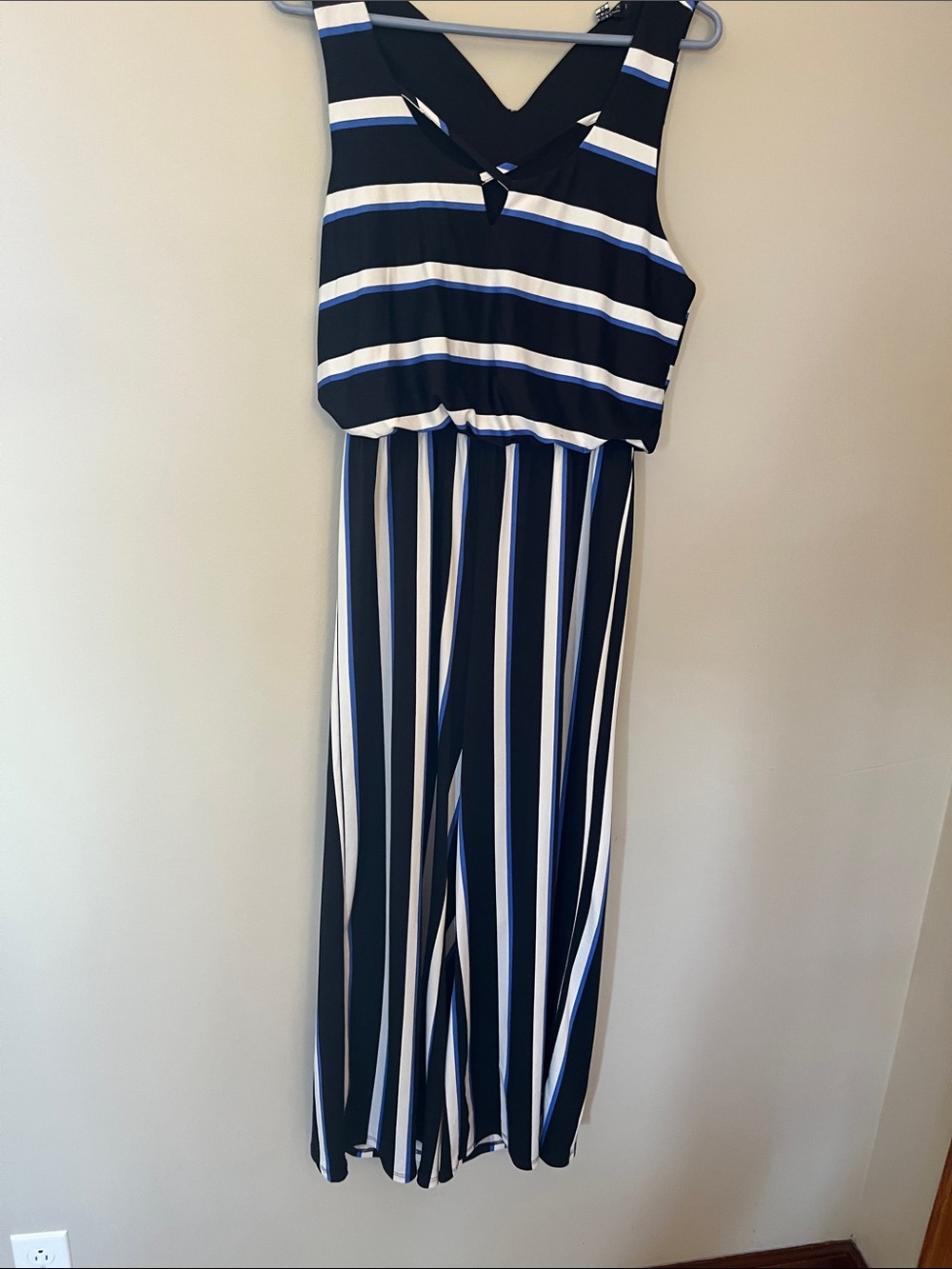 Trixxi Navy, White & Blue Striped Sleeveless Jumpsuit